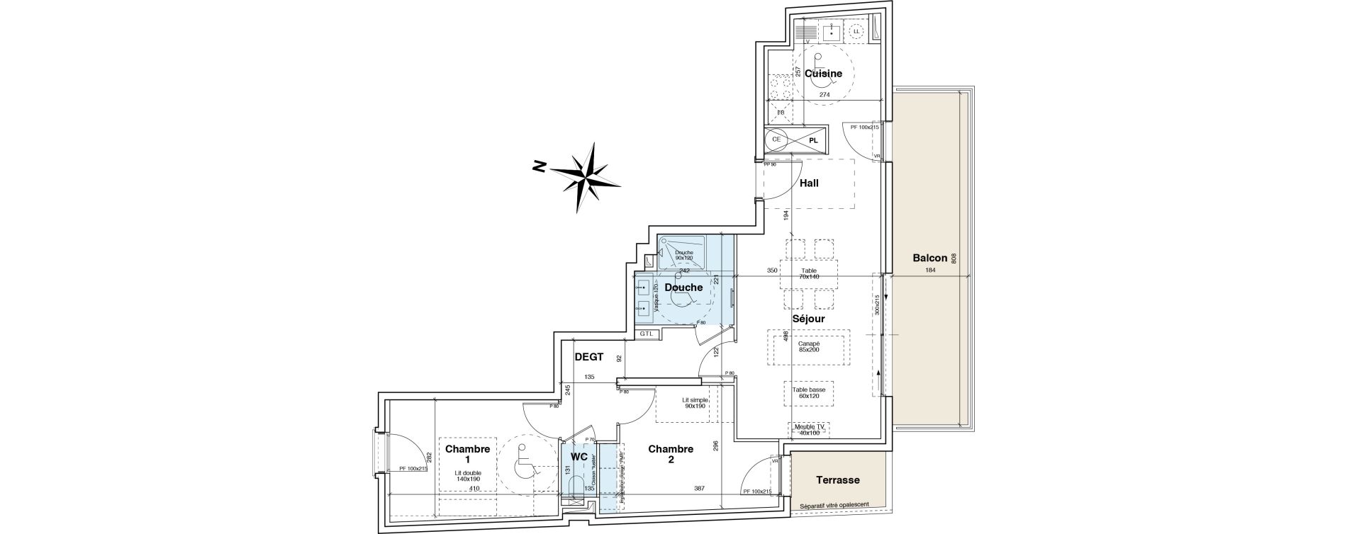 Appartement T3 de 66,70 m2 &agrave; Menton H&ocirc;tel de ville