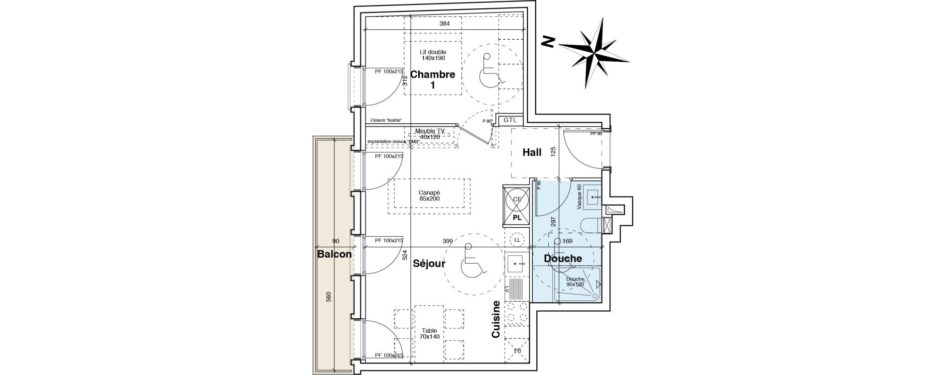 Appartement T2 de 40,20 m2 &agrave; Menton H&ocirc;tel de ville