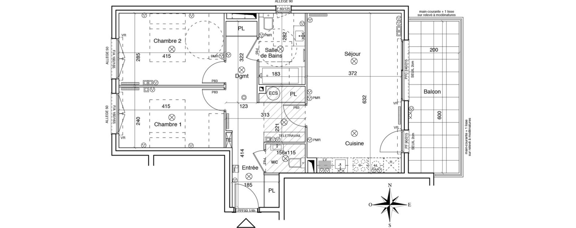 Appartement T3 de 65,90 m2 &agrave; Menton Ciappes - fossan