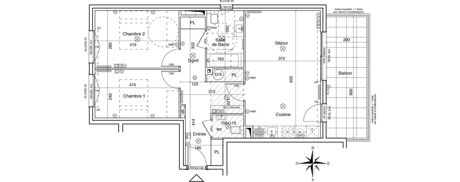 Appartement T3 de 65,90 m2 &agrave; Menton Ciappes - fossan