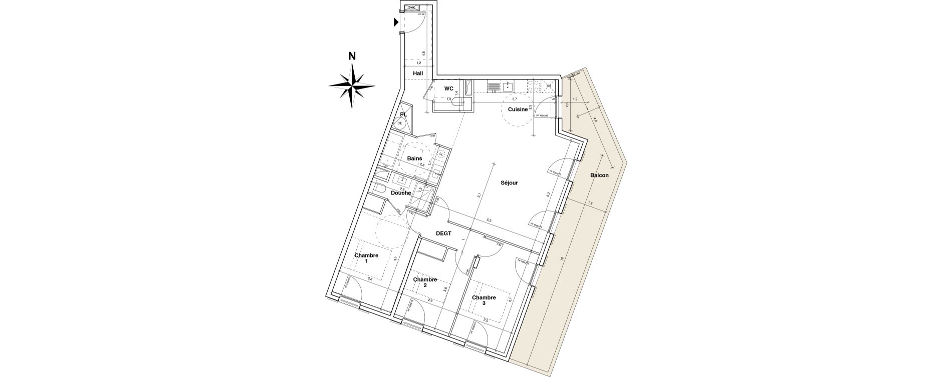 Appartement T4 de 90,60 m2 &agrave; Menton Haut borrigo