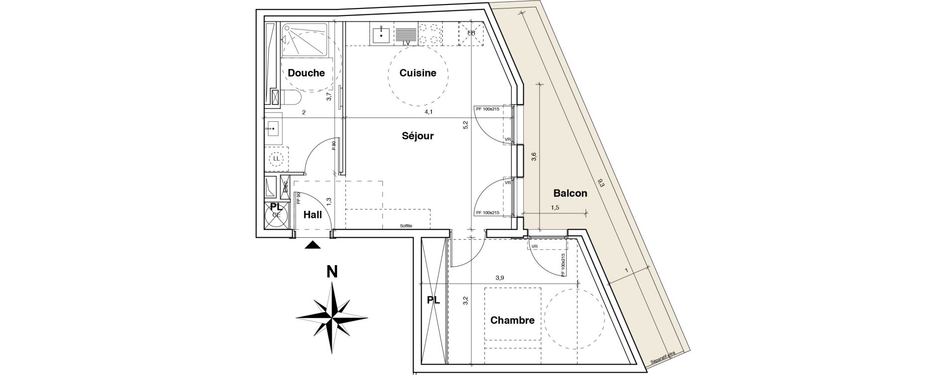 Appartement T2 de 43,60 m2 &agrave; Menton Haut borrigo
