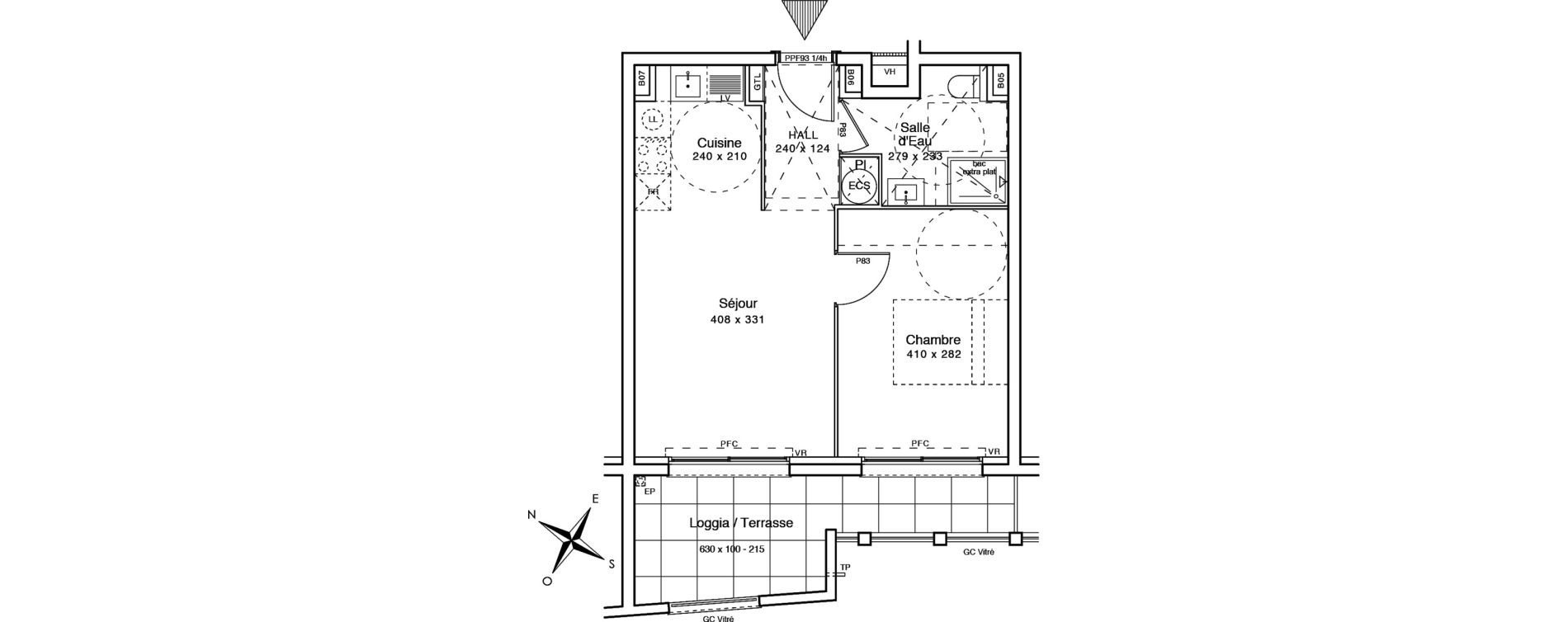 Appartement T2 de 37,90 m2 &agrave; Menton Centre