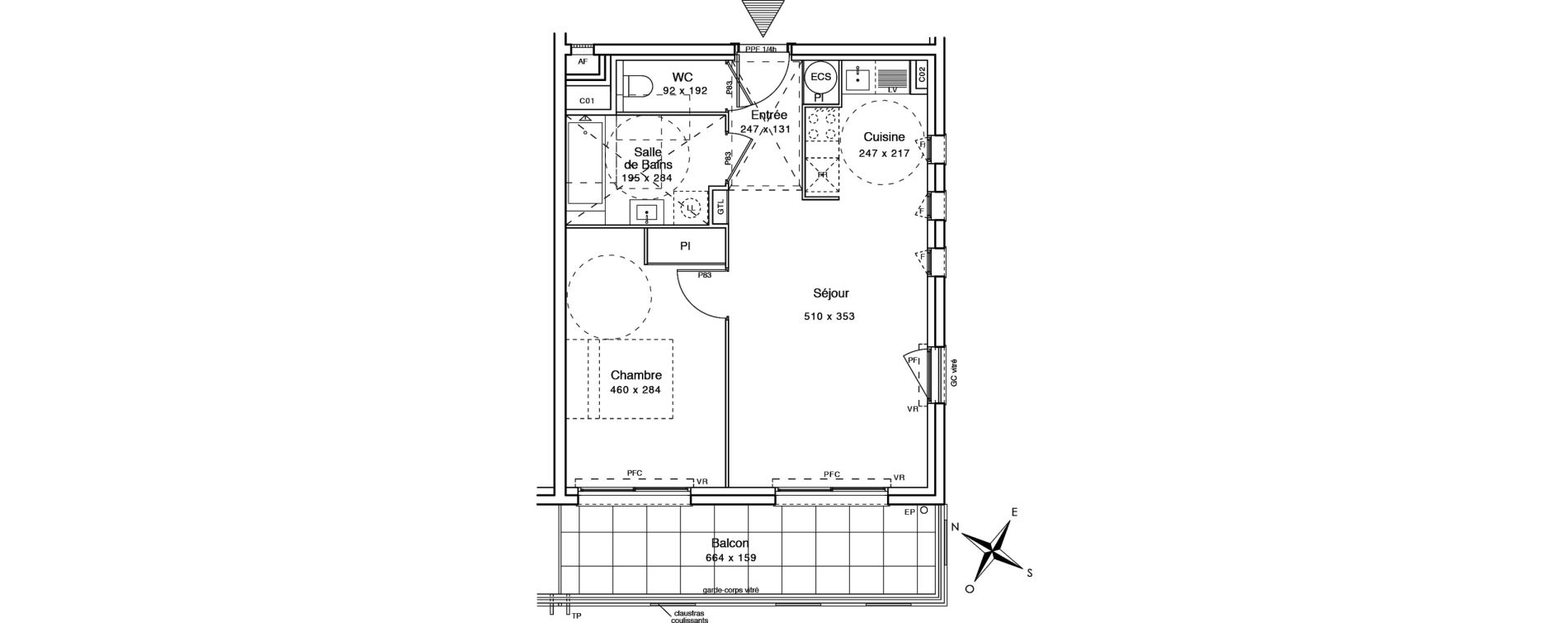 Appartement T2 de 46,30 m2 &agrave; Menton Centre