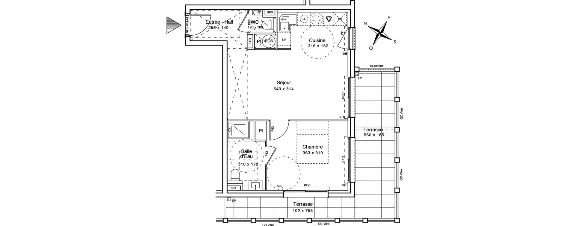 Appartement T2 de 44,10 m2 &agrave; Menton Centre