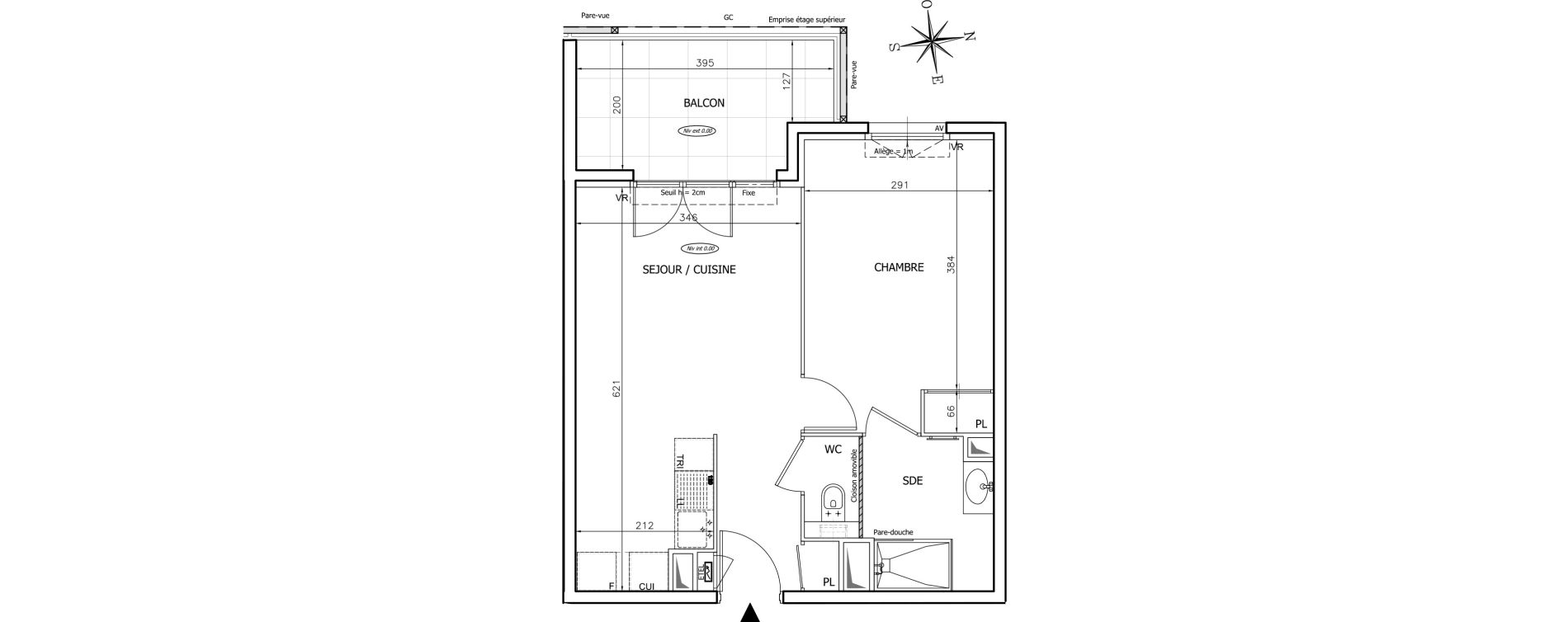 Appartement T2 de 40,23 m2 &agrave; Mougins Val-tournamy