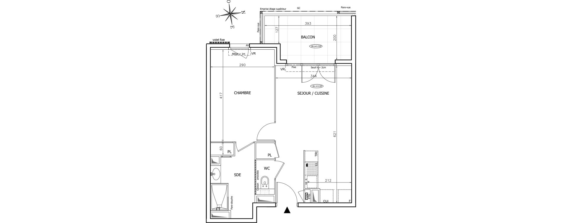 Appartement T2 de 41,43 m2 &agrave; Mougins Val-tournamy