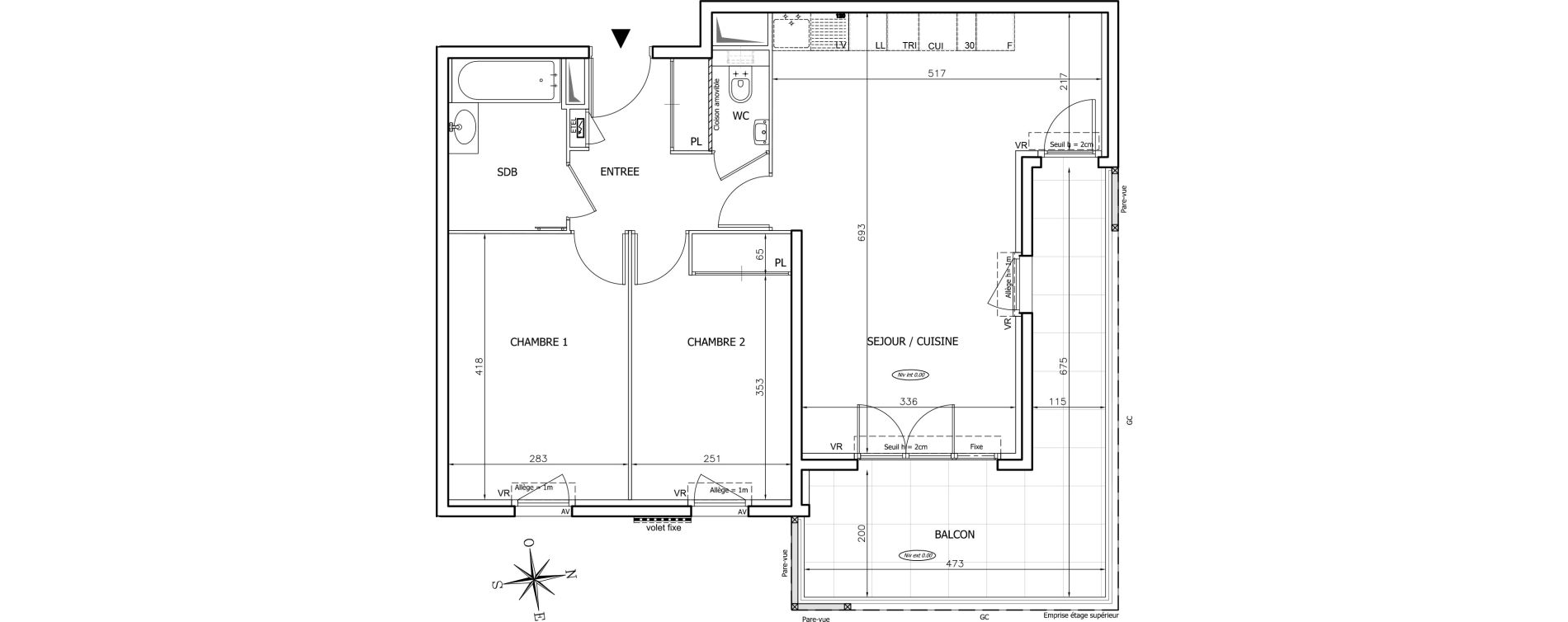 Appartement T3 de 62,96 m2 &agrave; Mougins Val-tournamy