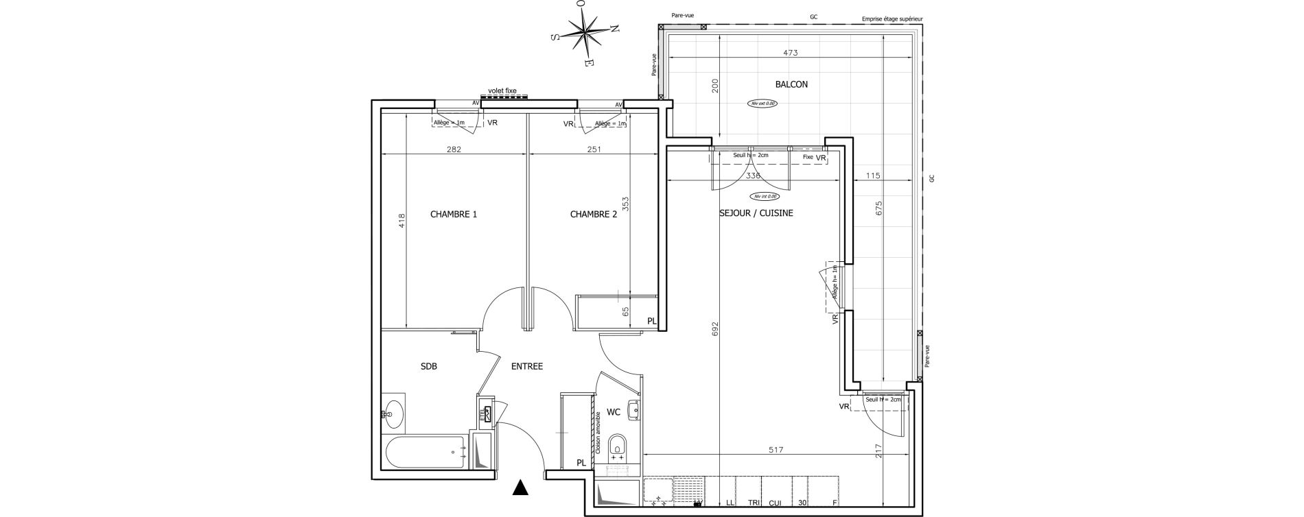 Appartement T3 de 62,97 m2 &agrave; Mougins Val-tournamy