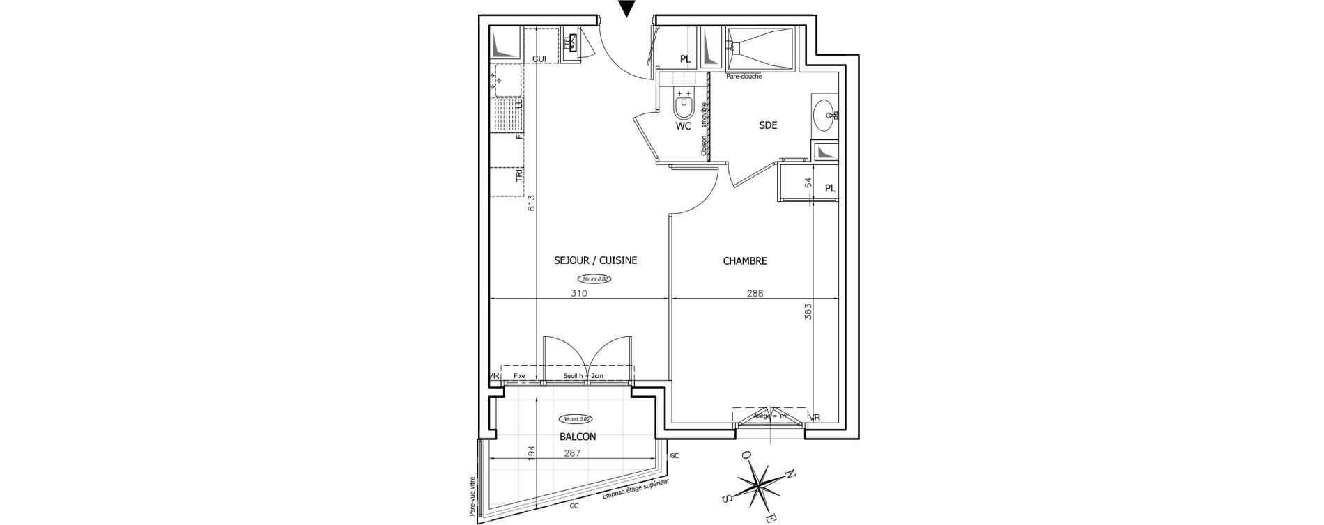 Appartement T2 de 36,80 m2 &agrave; Mougins Val-tournamy