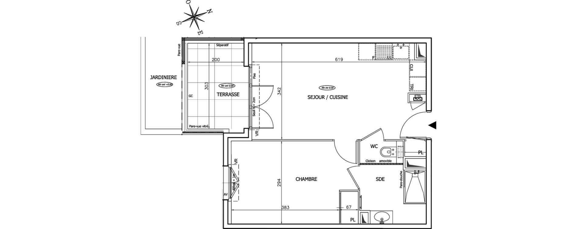 Appartement T2 de 40,22 m2 &agrave; Mougins Val-tournamy