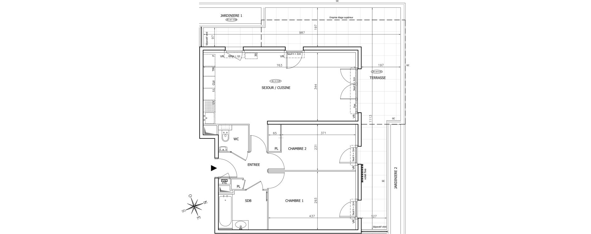 Appartement T3 de 61,56 m2 &agrave; Mougins Val-tournamy