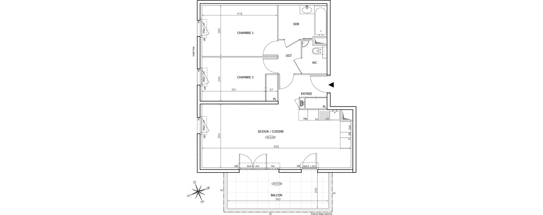 Appartement T3 de 64,24 m2 &agrave; Mougins Val-tournamy