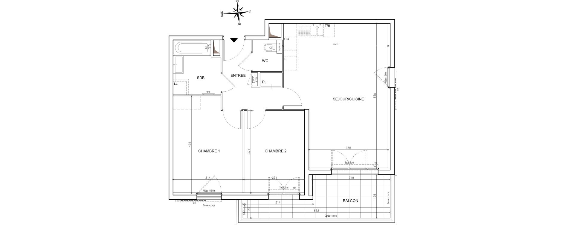Appartement T3 de 63,60 m2 &agrave; Mougins Val-tournamy