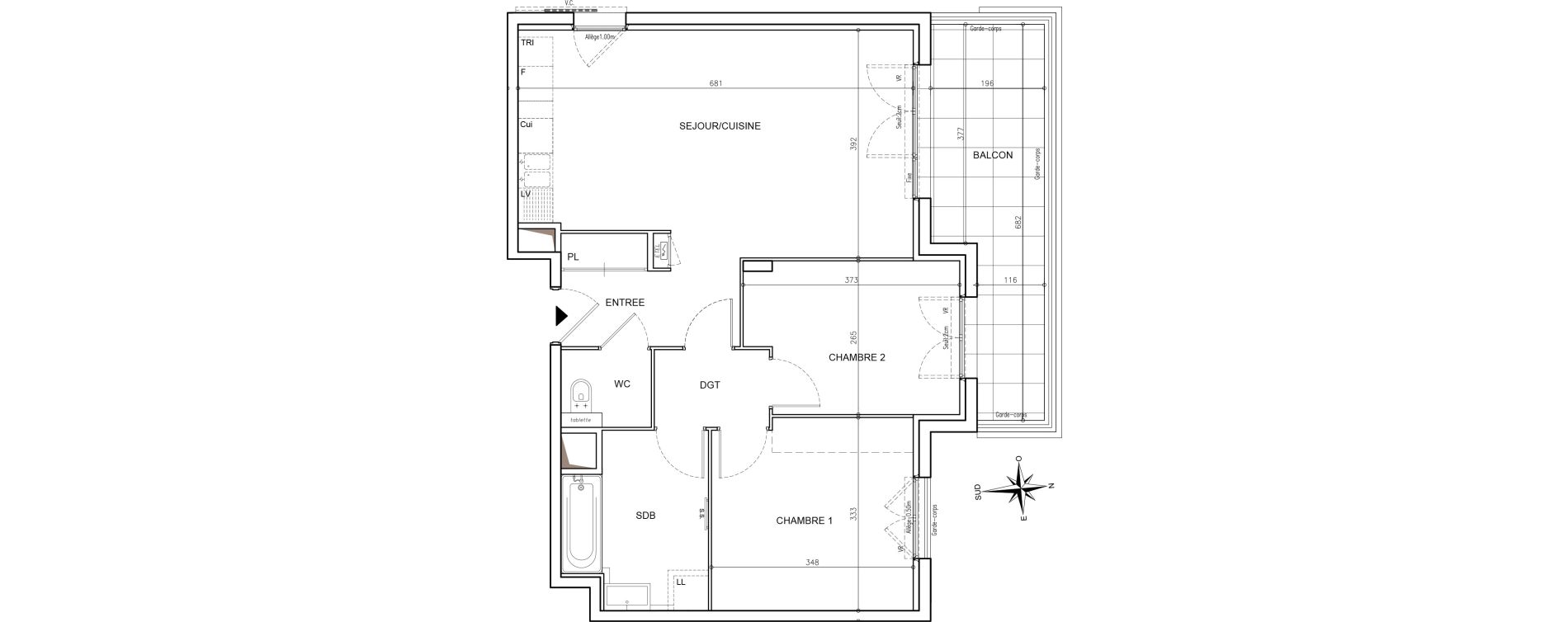Appartement T3 de 62,78 m2 &agrave; Mougins Val-tournamy