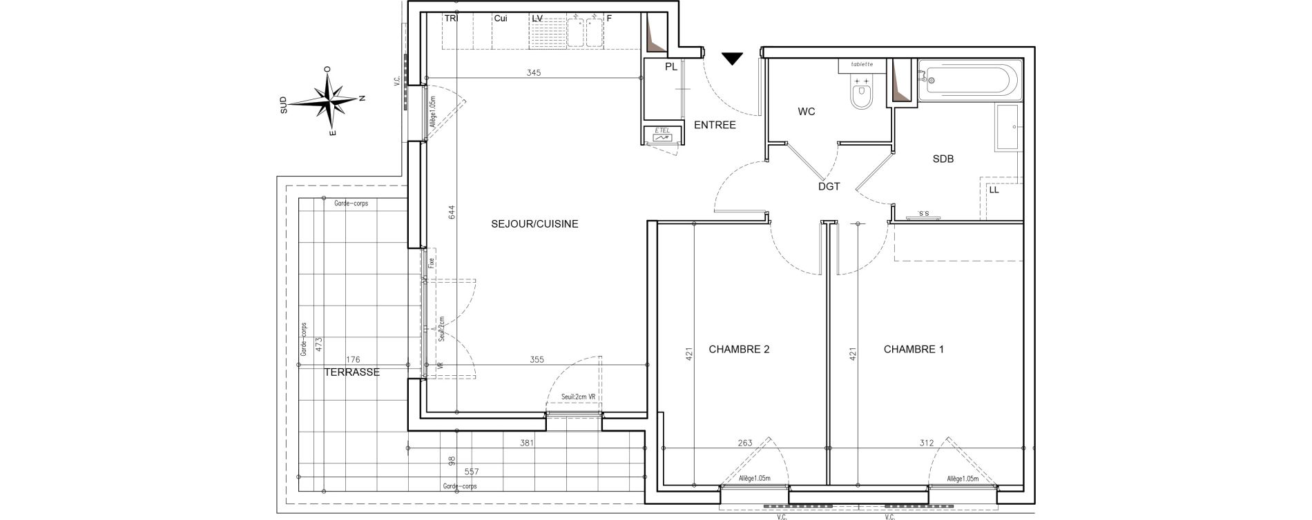 Appartement T3 de 62,13 m2 &agrave; Mougins Val-tournamy