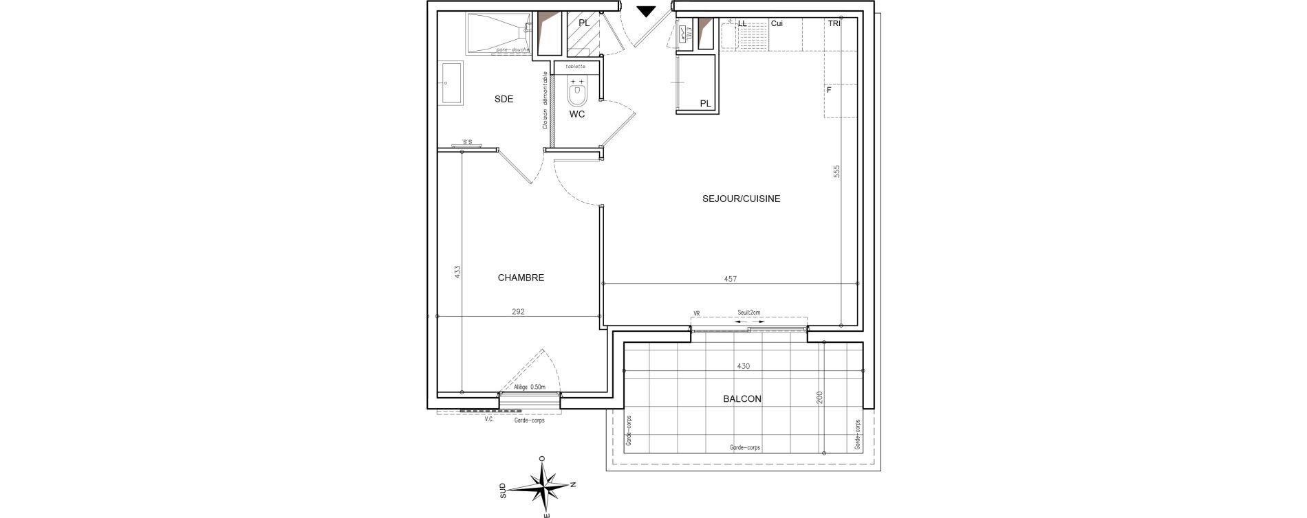 Appartement T2 de 44,11 m2 &agrave; Mougins Val-tournamy