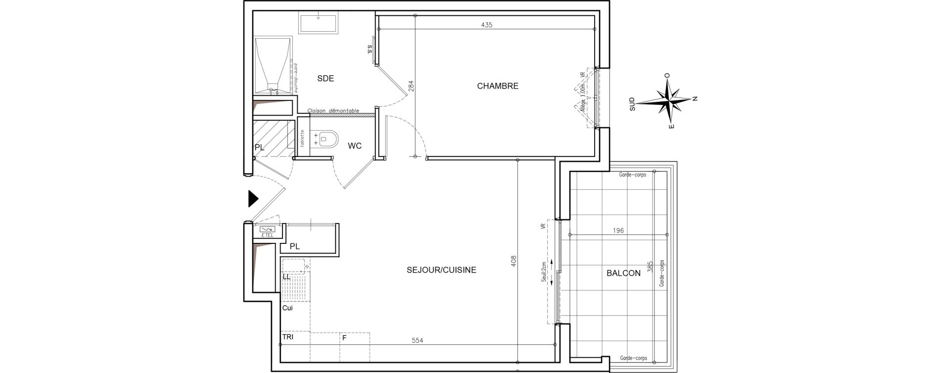 Appartement T2 de 42,15 m2 &agrave; Mougins Val-tournamy