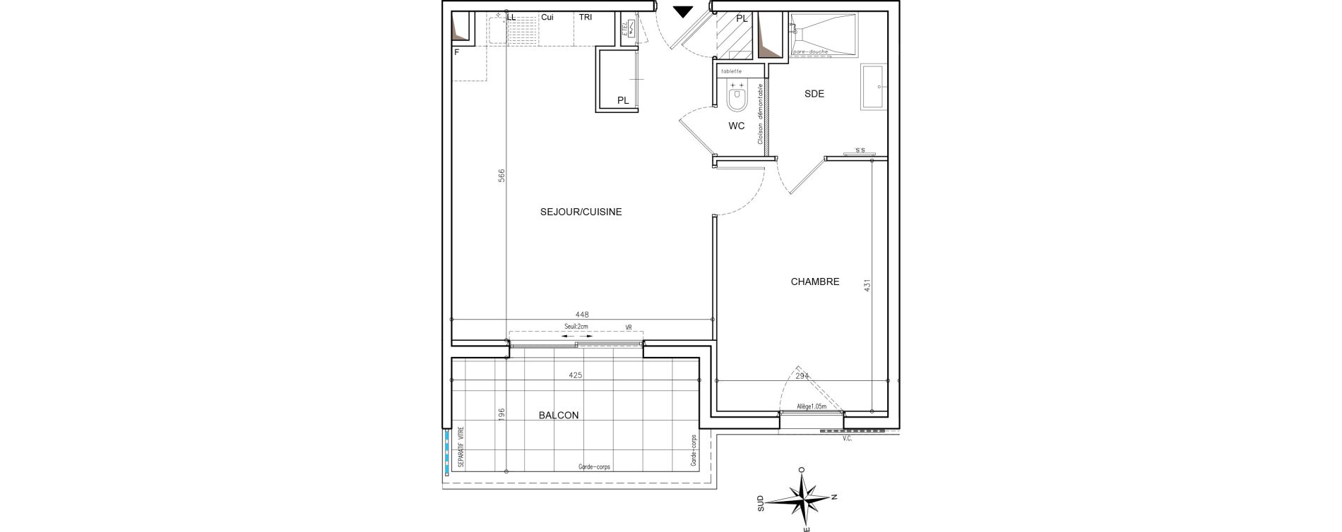 Appartement T2 de 44,08 m2 &agrave; Mougins Val-tournamy
