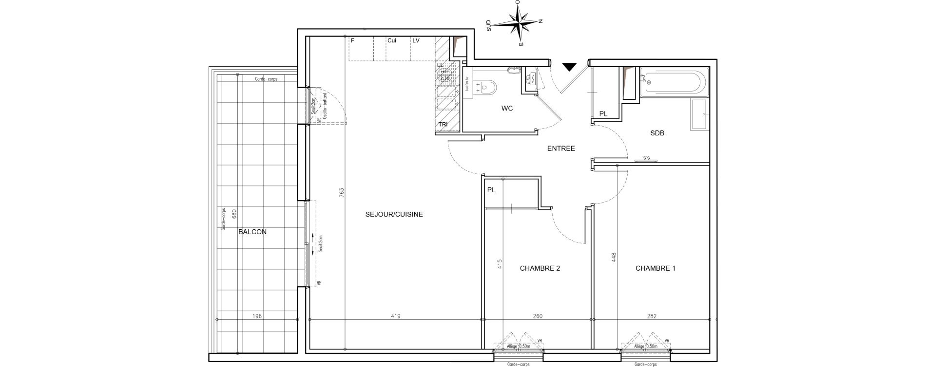 Appartement T3 de 67,36 m2 &agrave; Mougins Val-tournamy