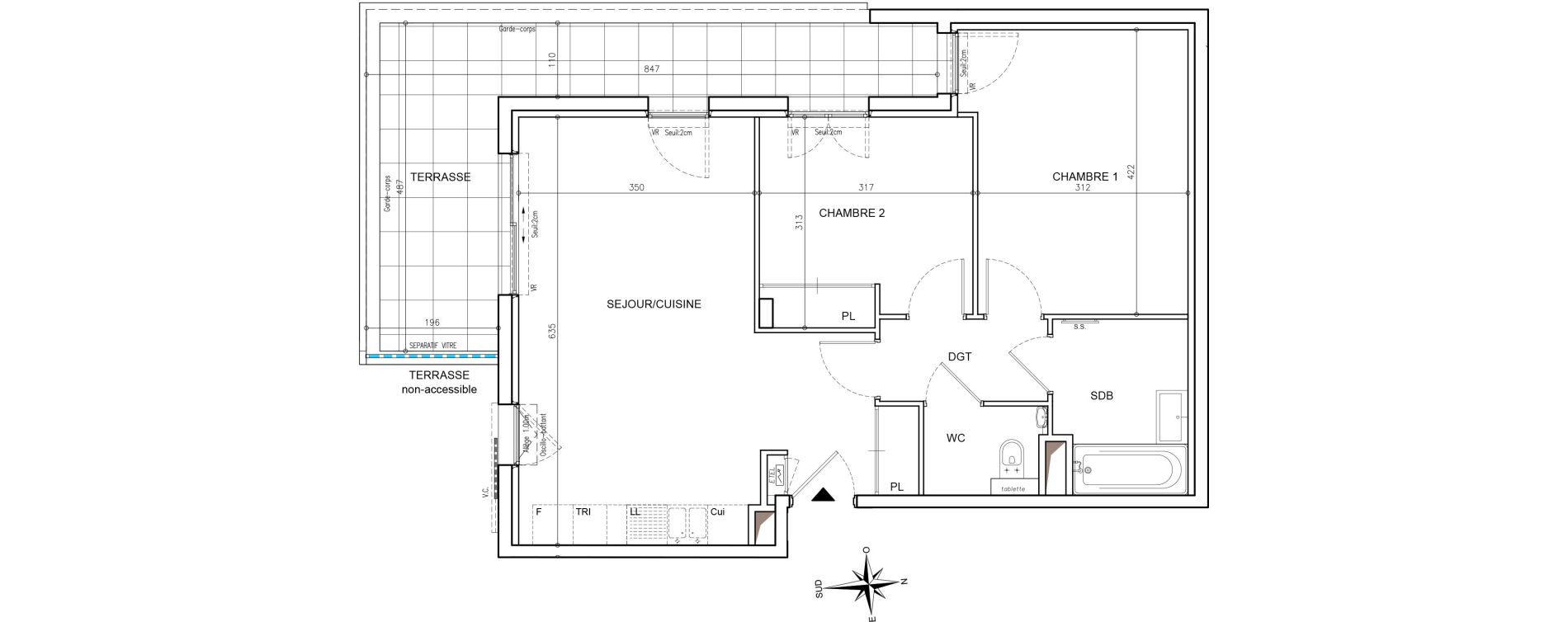 Appartement T3 de 60,53 m2 &agrave; Mougins Val-tournamy
