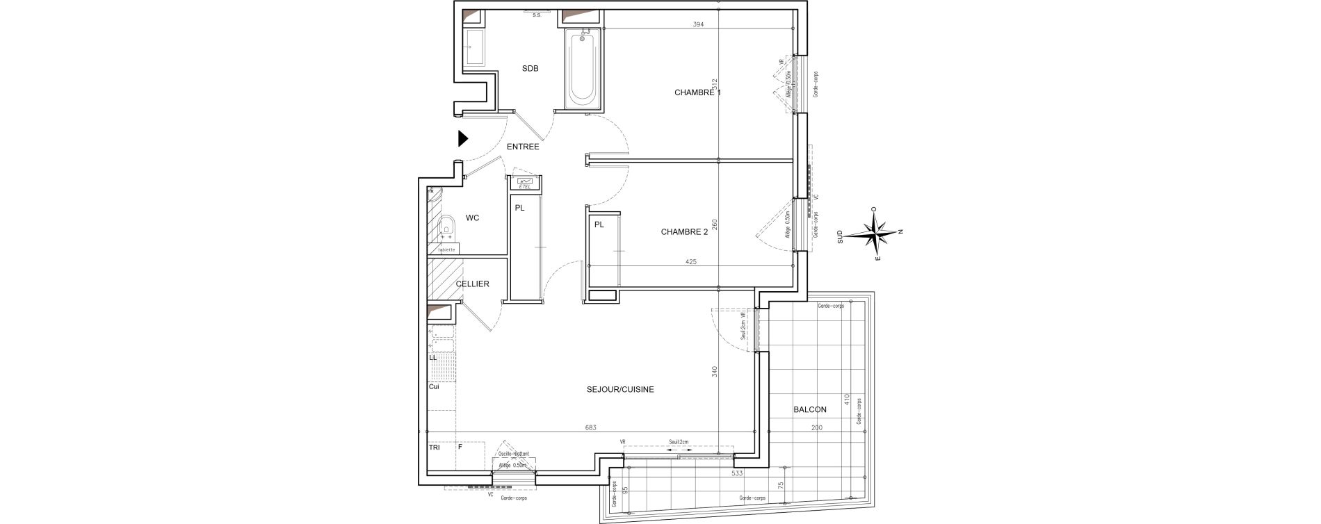 Appartement T3 de 62,84 m2 &agrave; Mougins Val-tournamy