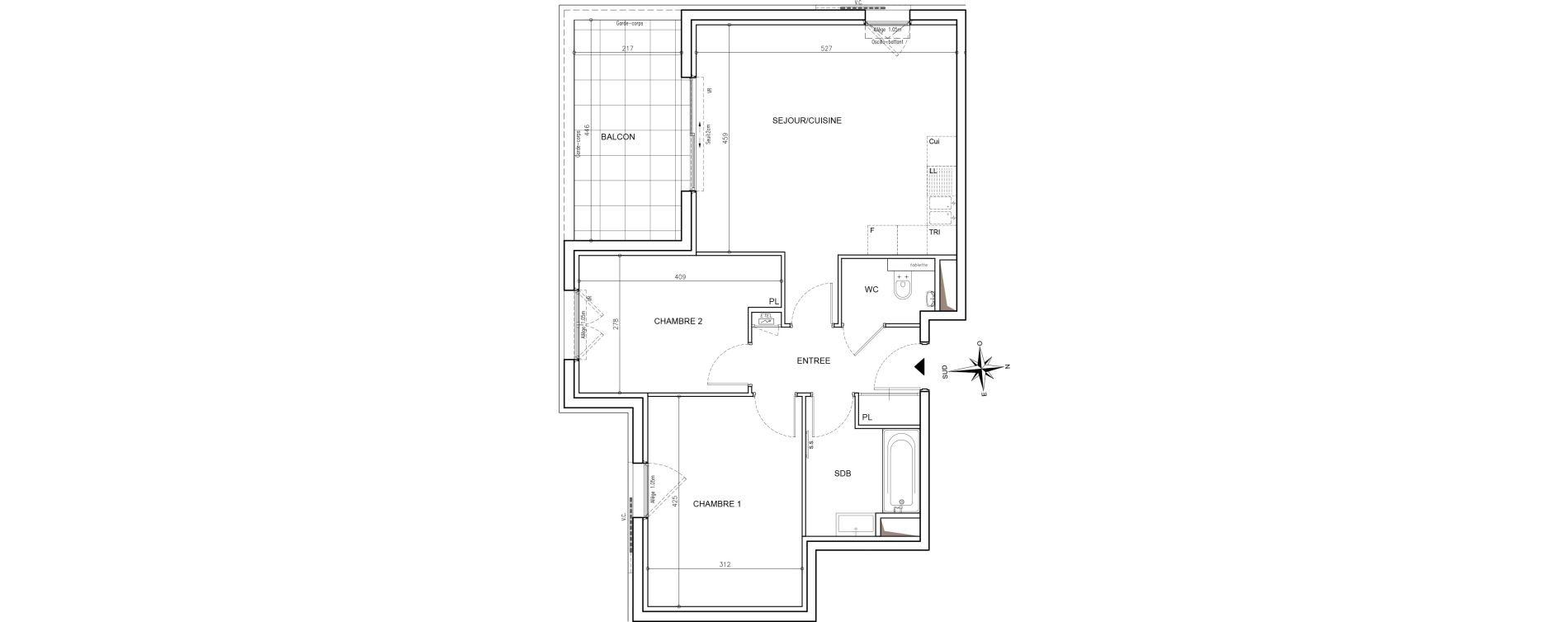 Appartement T3 de 62,41 m2 &agrave; Mougins Val-tournamy