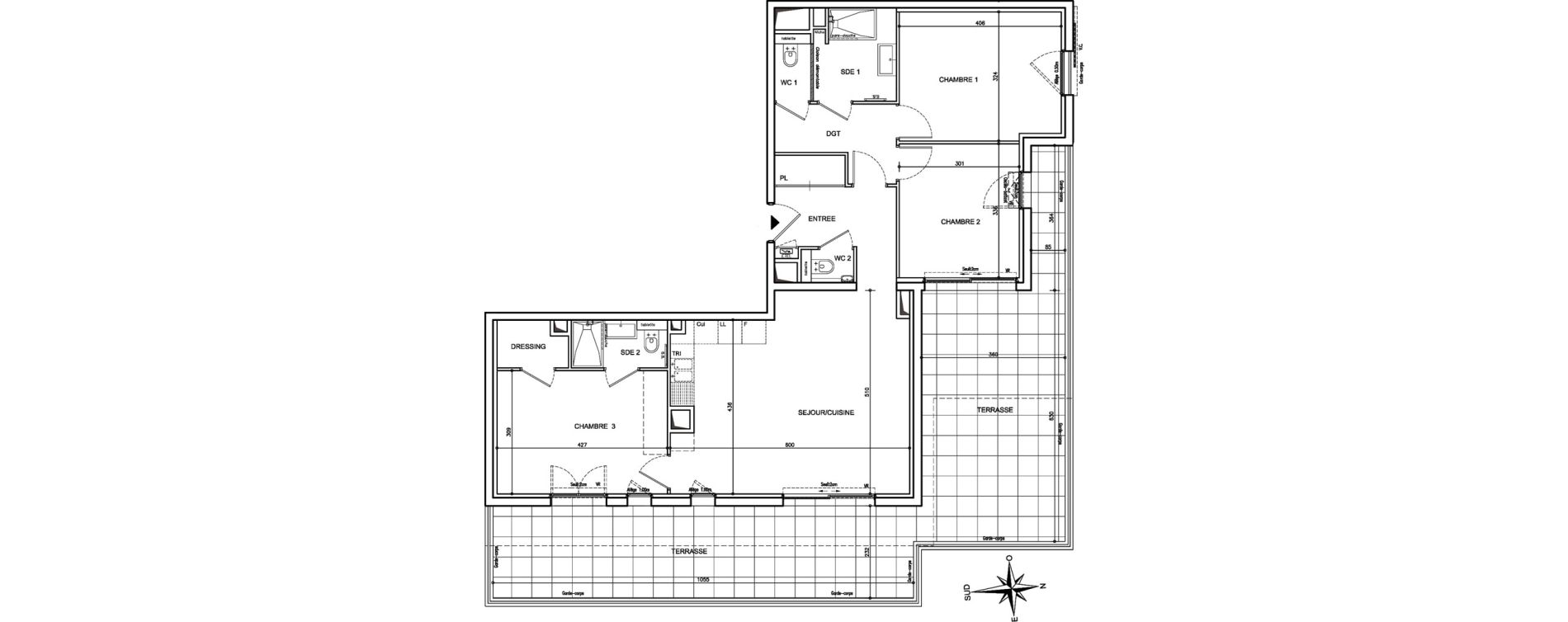 Appartement T4 de 88,05 m2 &agrave; Mougins Val-tournamy