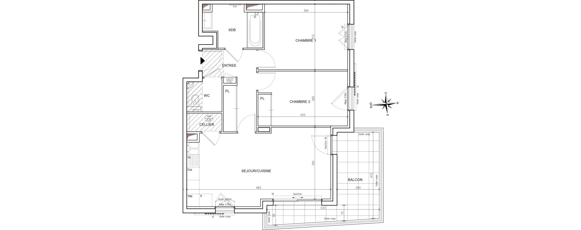 Appartement T3 de 62,84 m2 &agrave; Mougins Val-tournamy
