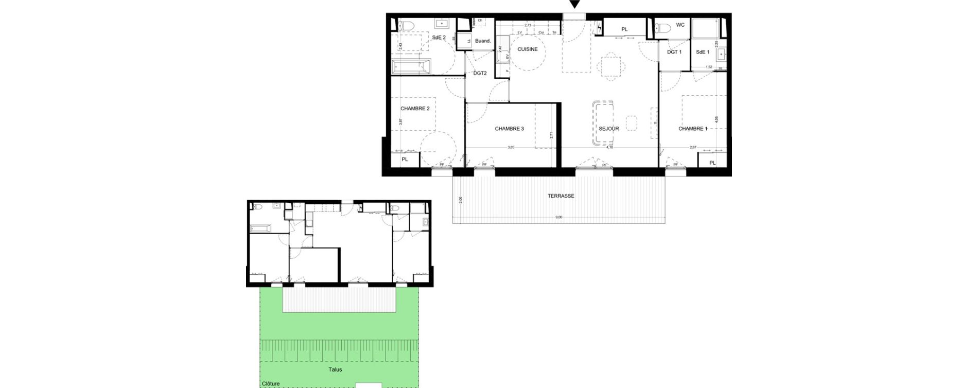 Appartement T4 de 87,10 m2 &agrave; Mougins Centre