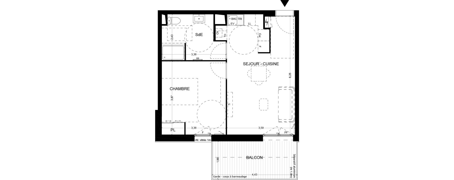 Appartement T2 de 43,25 m2 &agrave; Mougins Centre