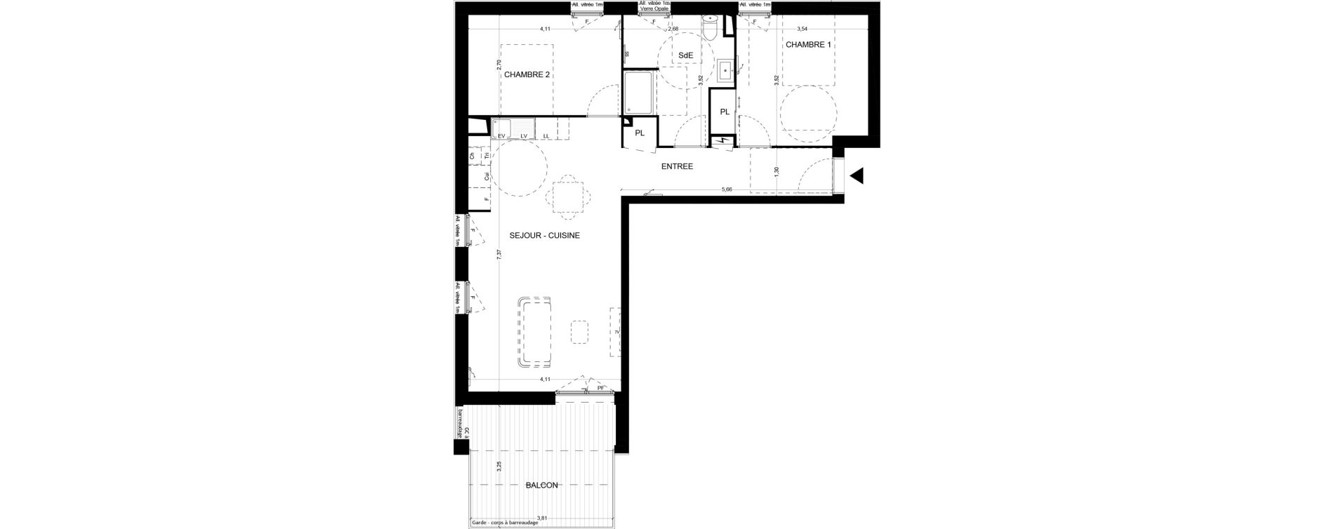 Appartement T3 de 71,15 m2 &agrave; Mougins Centre