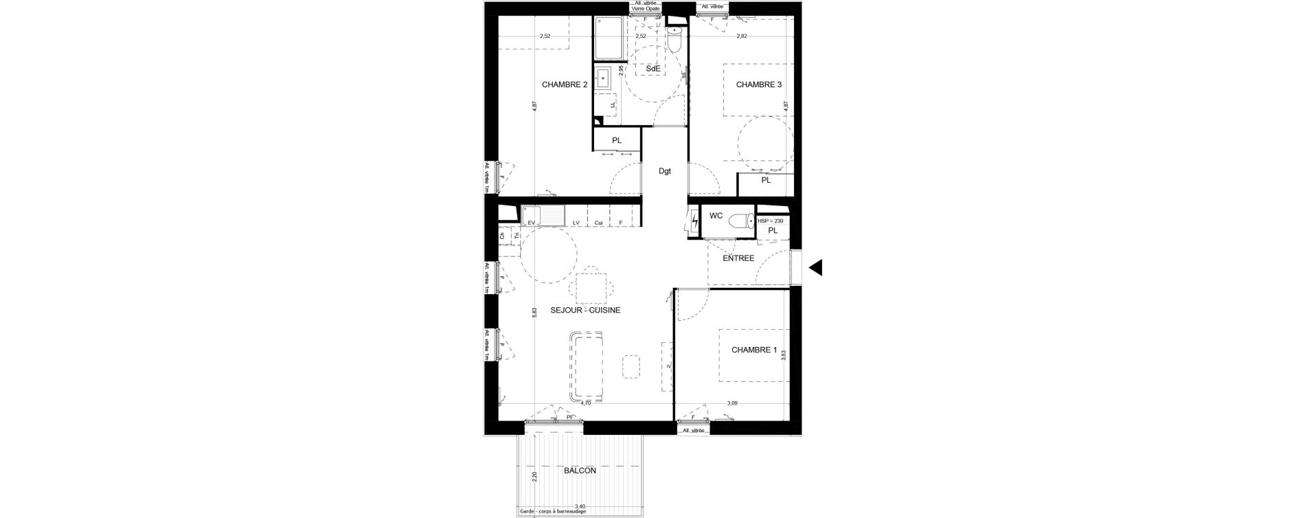 Appartement T4 de 83,15 m2 &agrave; Mougins Centre