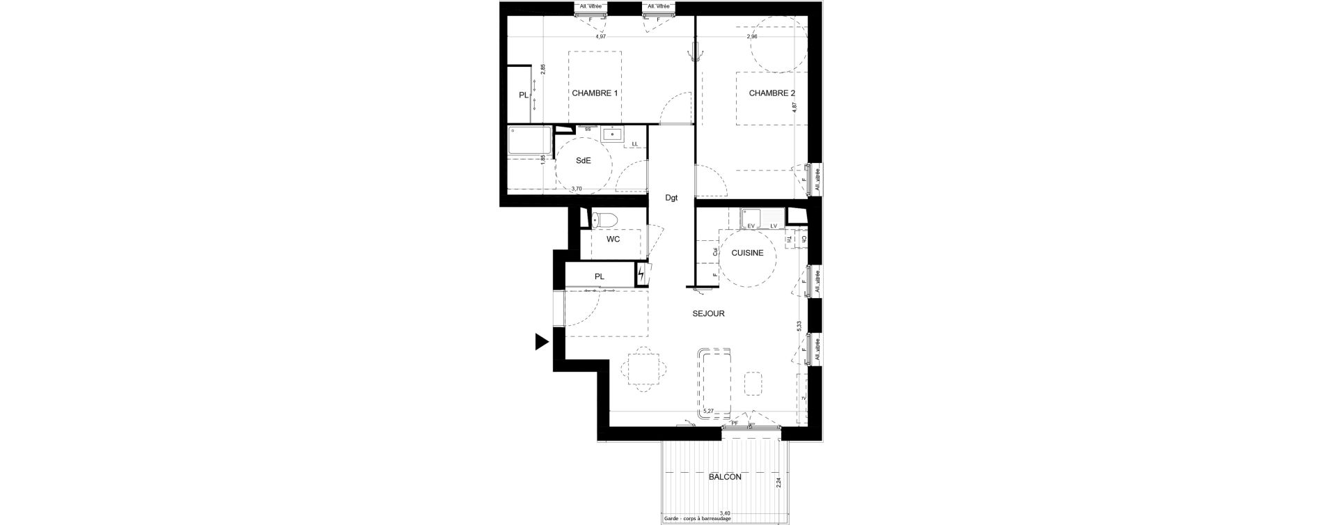 Appartement T3 de 72,40 m2 &agrave; Mougins Centre