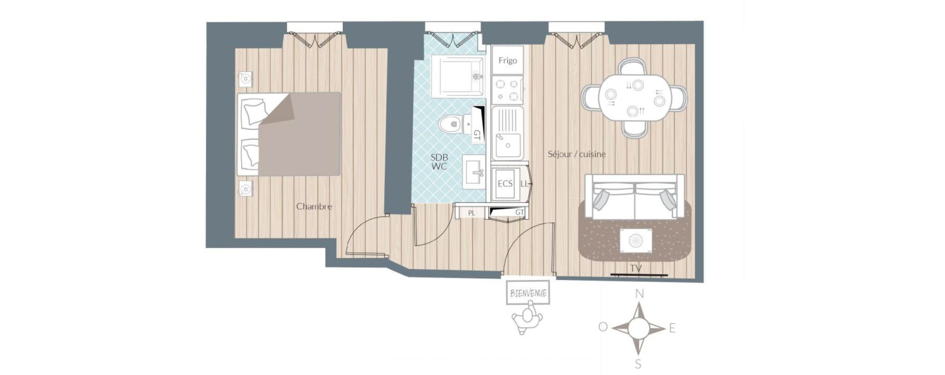 Appartement T2 de 31,41 m2 &agrave; Nice Port
