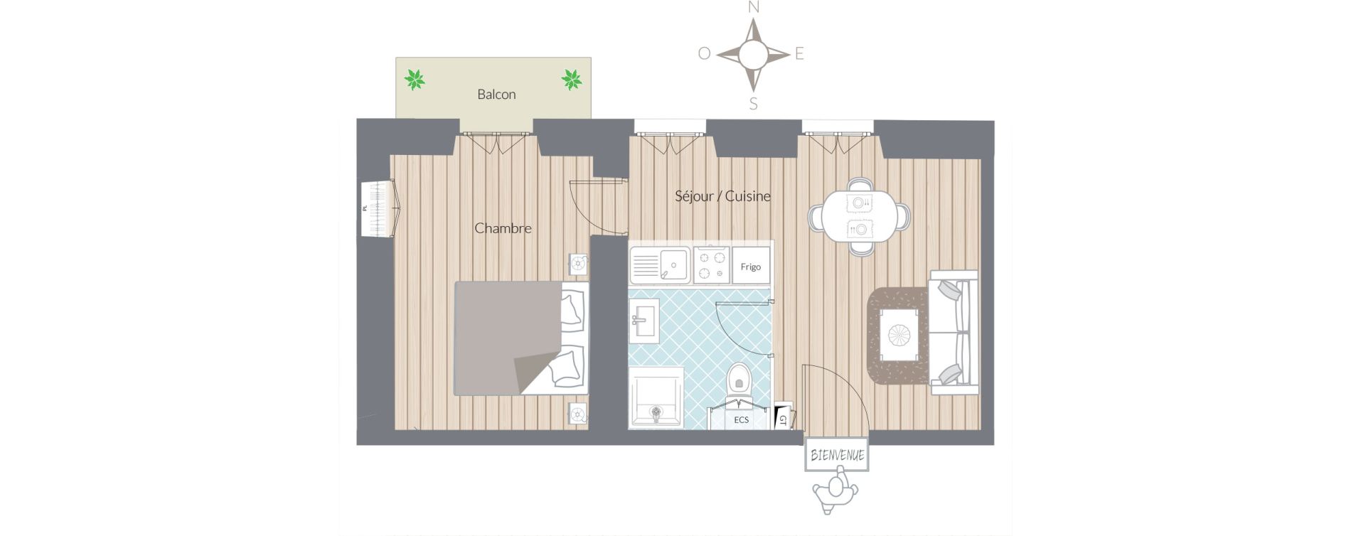 Appartement T2 de 29,79 m2 &agrave; Nice Port