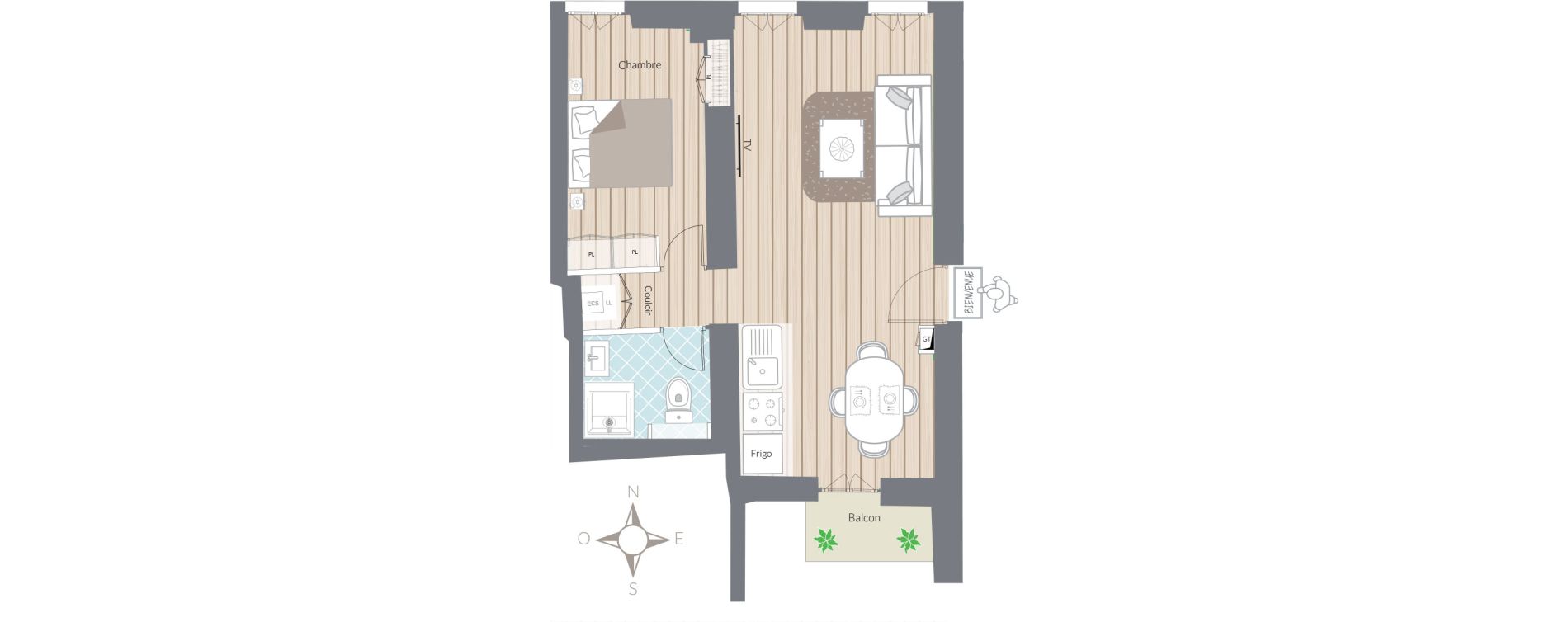 Appartement T2 de 43,55 m2 &agrave; Nice Port