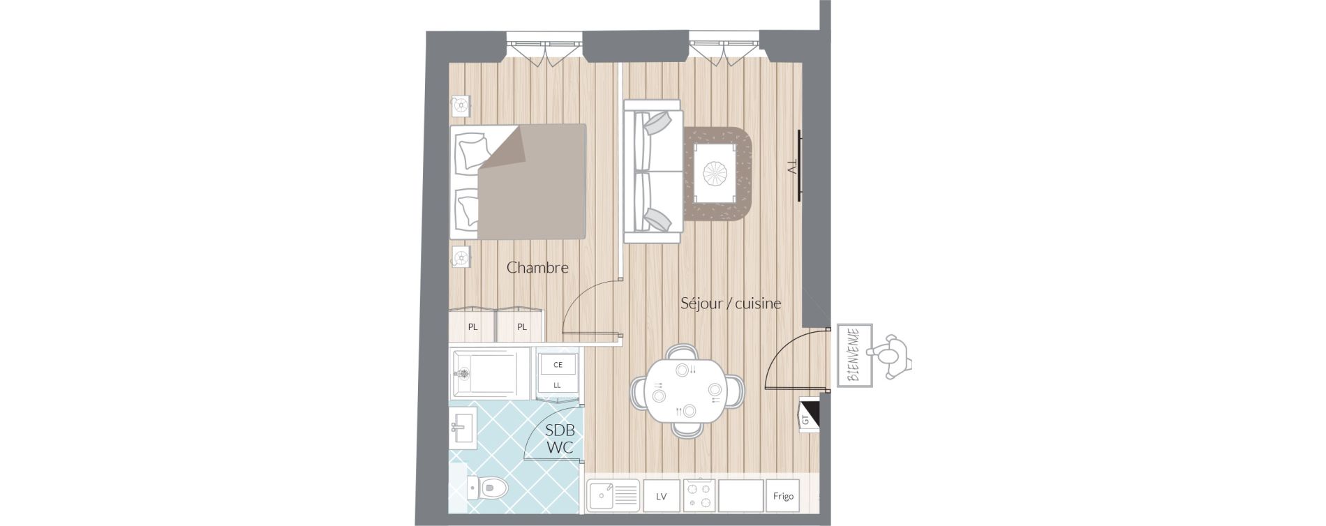 Appartement T1 bis de 36,09 m2 &agrave; Nice Thiers