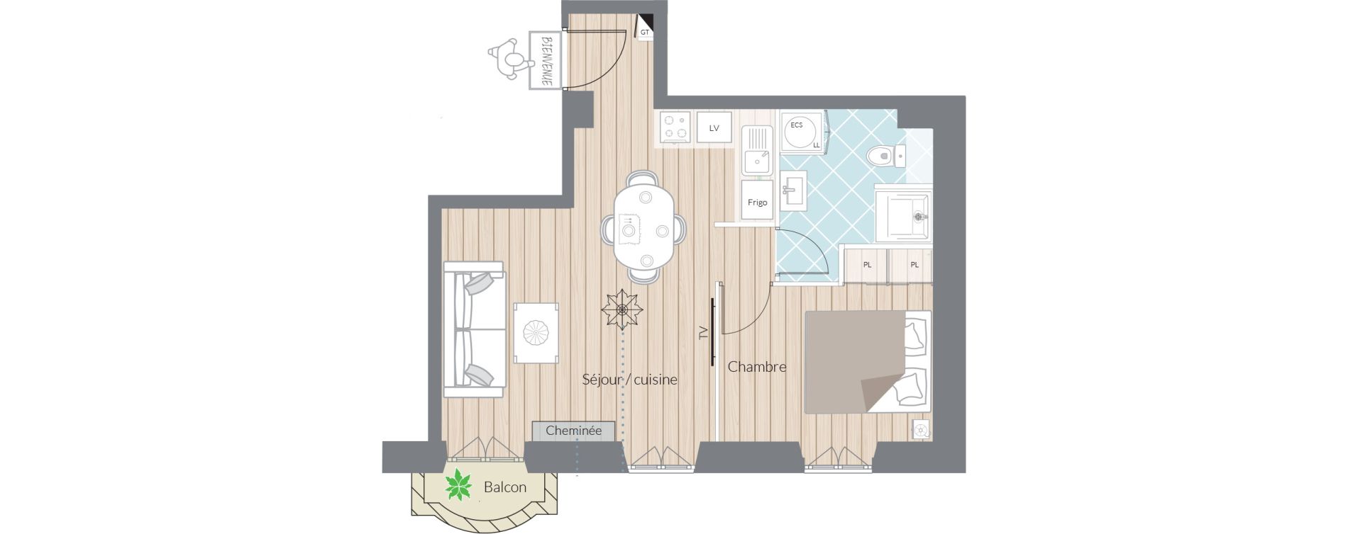 Appartement T2 de 39,97 m2 &agrave; Nice Thiers