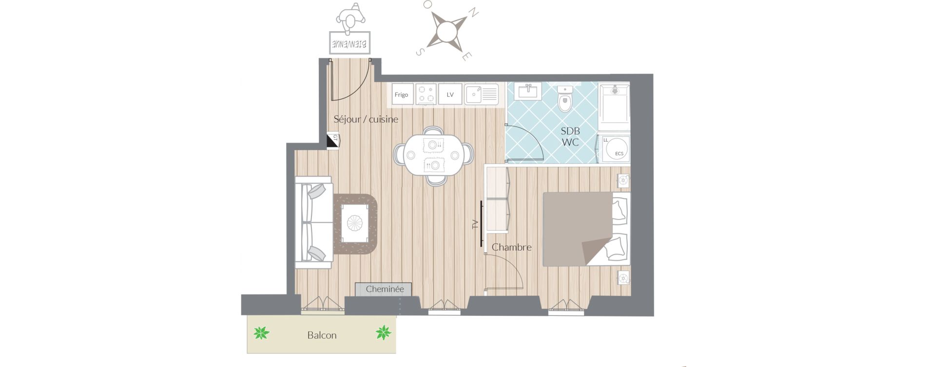 Appartement T2 de 39,13 m2 &agrave; Nice Thiers