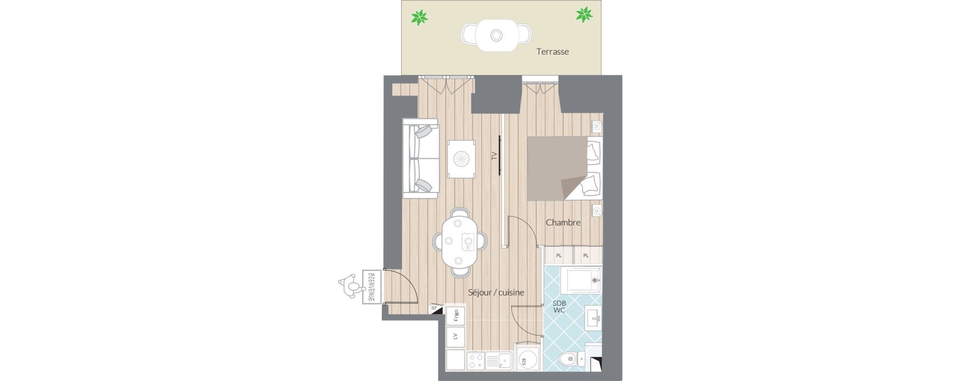 Appartement T2 de 36,93 m2 &agrave; Nice Thiers