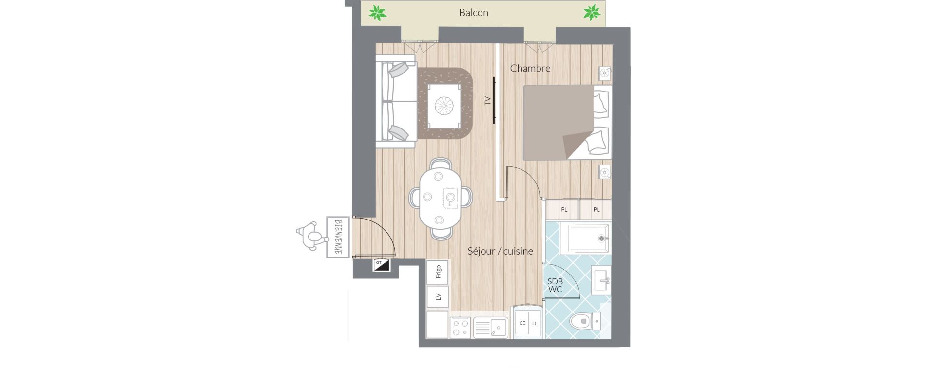 Appartement T2 de 35,67 m2 &agrave; Nice Thiers