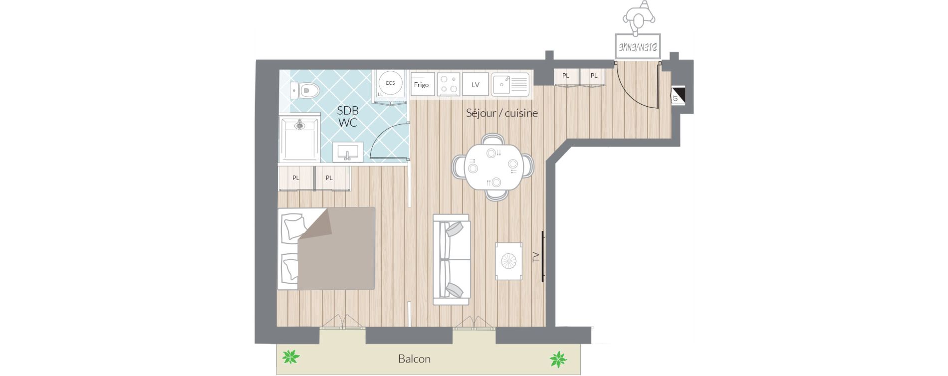 Appartement T2 de 34,31 m2 &agrave; Nice Thiers