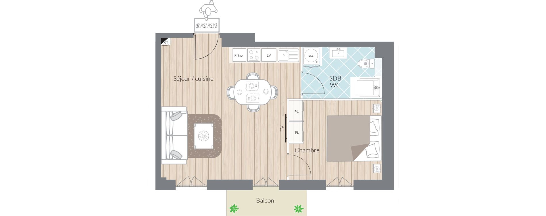Appartement T2 de 42,88 m2 &agrave; Nice Thiers