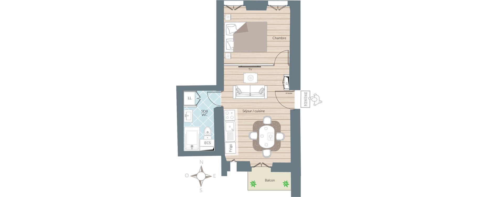 Appartement T2 de 31,40 m2 &agrave; Nice Nice le port