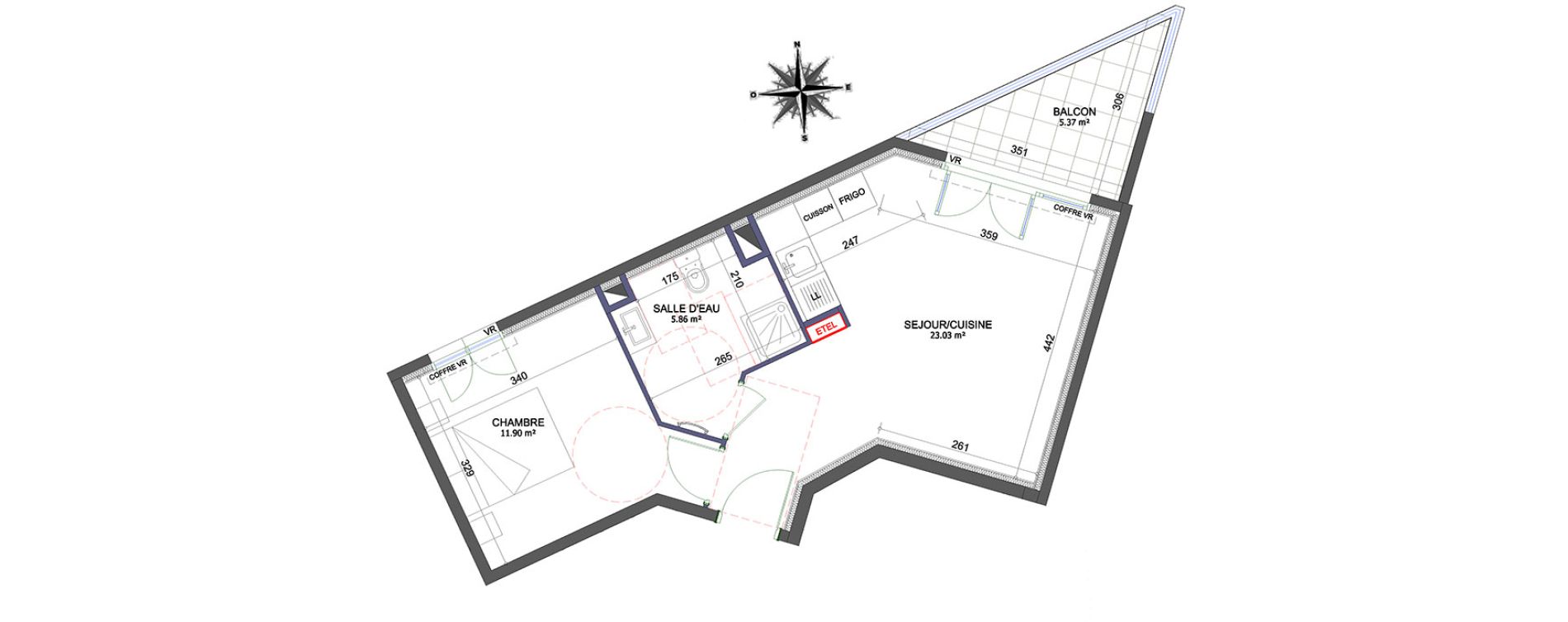 Appartement T2 de 40,79 m2 &agrave; Nice Saint roch