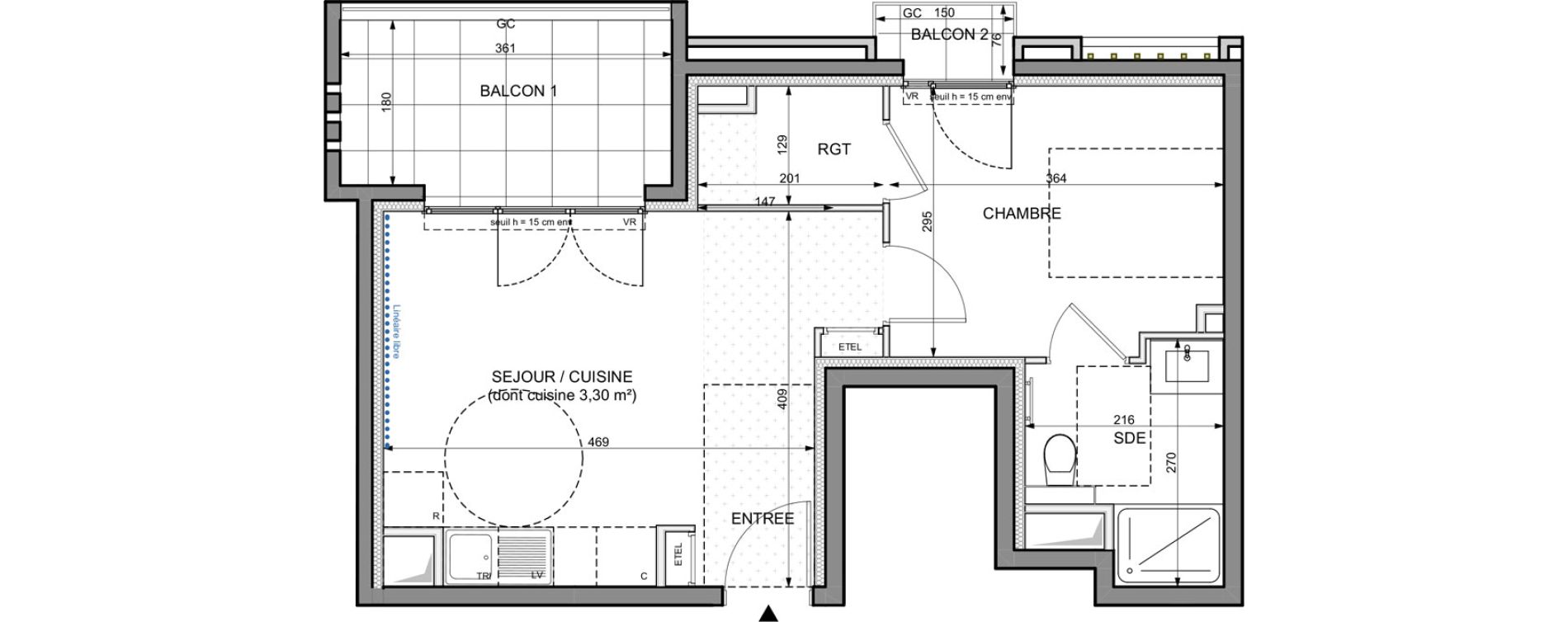 Appartement T2 de 37,15 m2 &agrave; Nice Cimiez