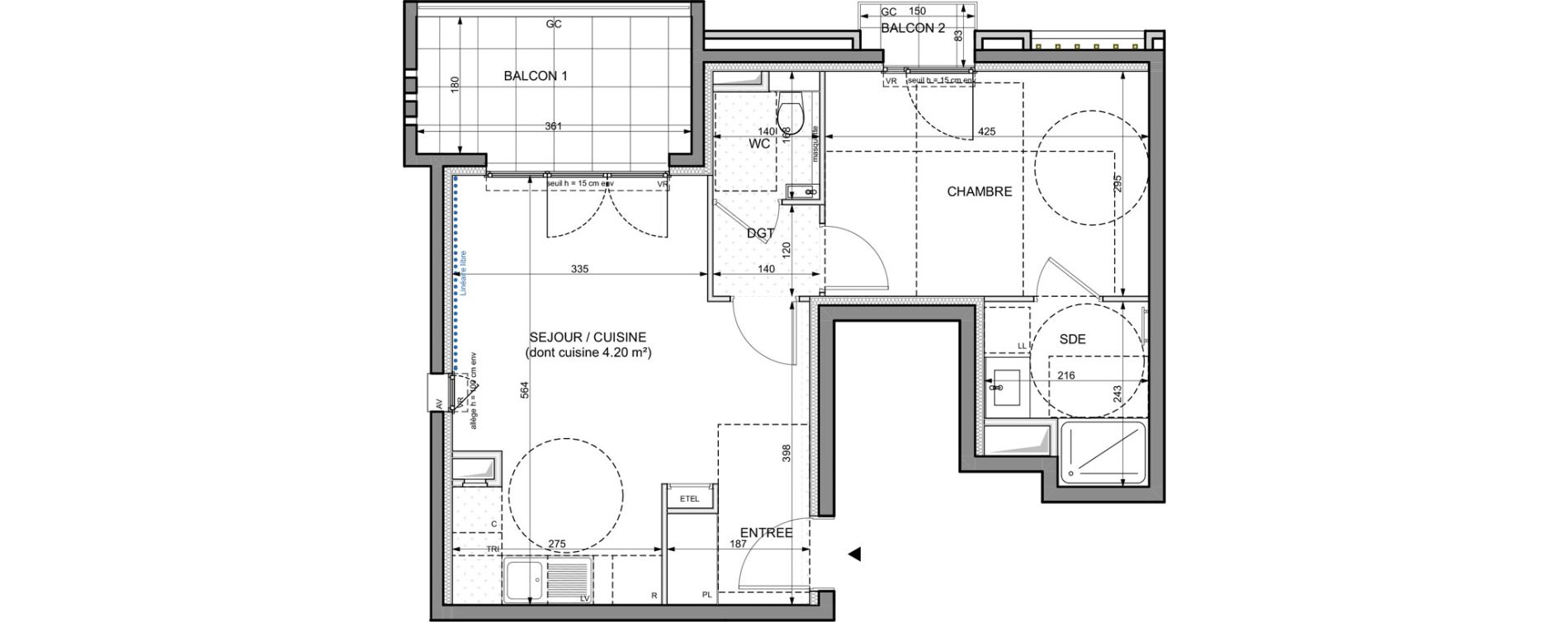 Appartement T2 de 44,09 m2 &agrave; Nice Cimiez