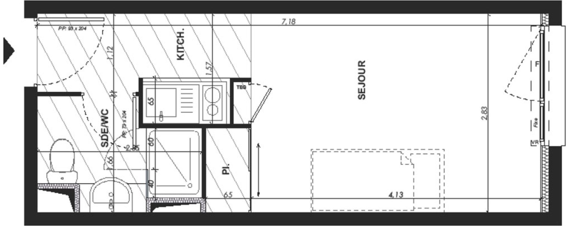 Appartement T1 de 19,50 m2 &agrave; Nice Pasteur