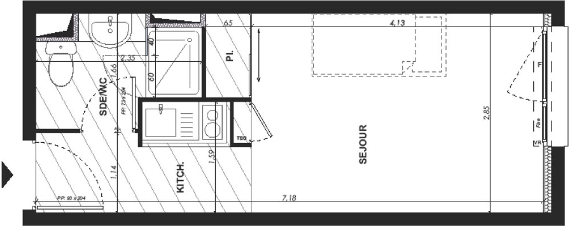 Appartement T1 de 19,60 m2 &agrave; Nice Pasteur